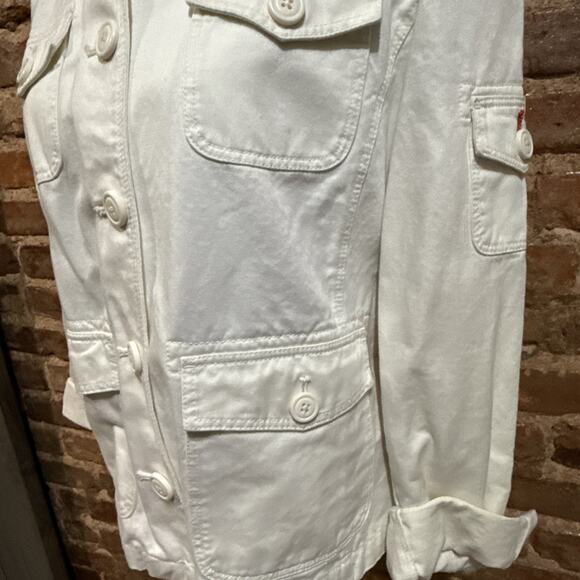 J. Crew Downtown Field Waxed Field Jacket, Cream, Size L Button Up Pockets - Picture 3 of 11